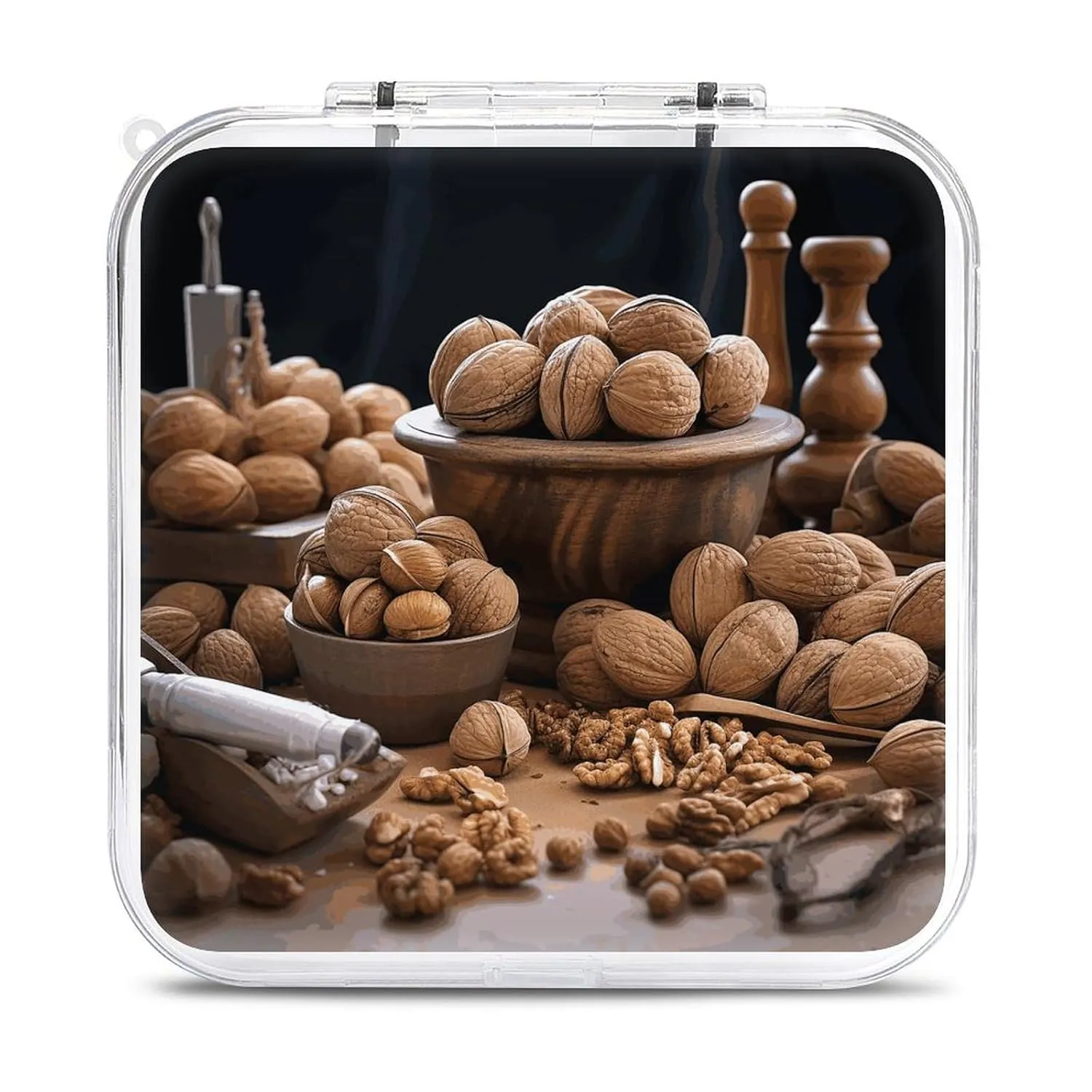QMNBTES Walnut Nuts Switch Game Case Switch Game Holder Cartridge Case Storage 12 Games & 2 Micro Sd Card Slots, Travel Carry Cases, Portable Games Card Storage, Hard Shell, Buckle Closure