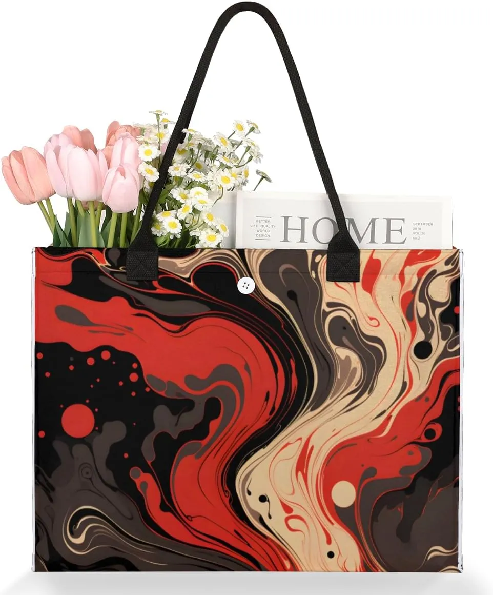 QsirBC Abstract Interesting Decor Tote Bag for Women Shoulder Bags with Pockets Handbags Purses Large Totes