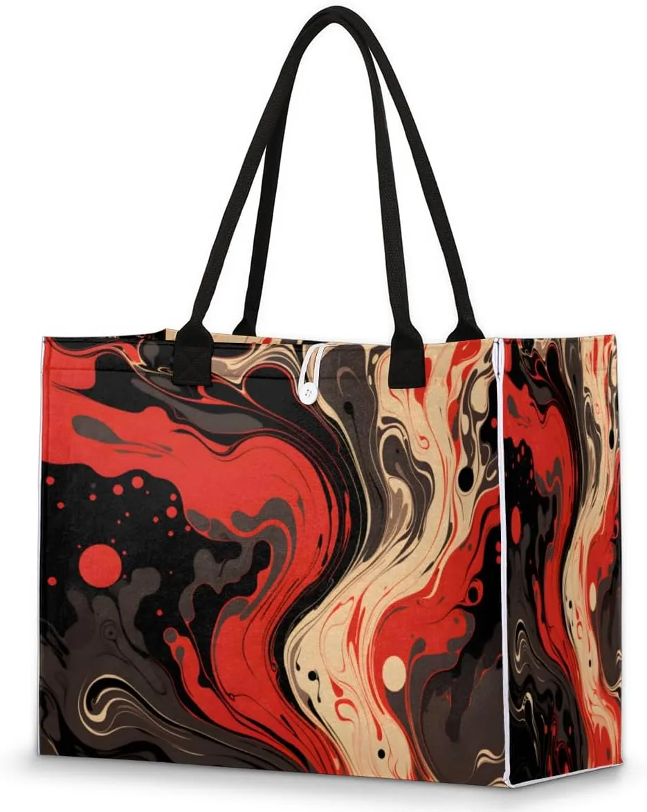 QsirBC Abstract Interesting Decor Tote Bag for Women Shoulder Bags with Pockets Handbags Purses Large Totes