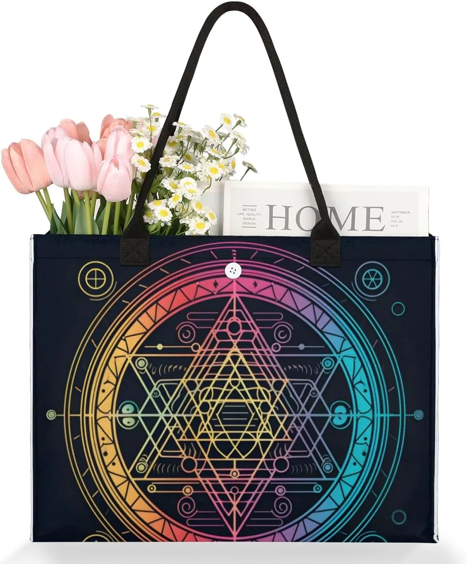 QsirBC Abstraction Design Theme Tote Bag for Women Shoulder Bags with Pockets Handbags Purses Large Totes