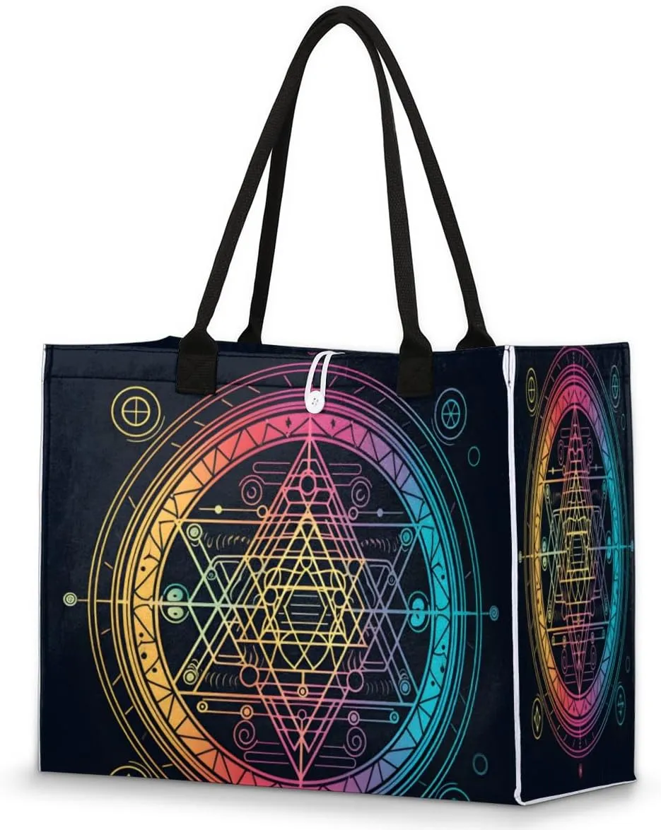 QsirBC Abstraction Design Theme Tote Bag for Women Shoulder Bags with Pockets Handbags Purses Large Totes