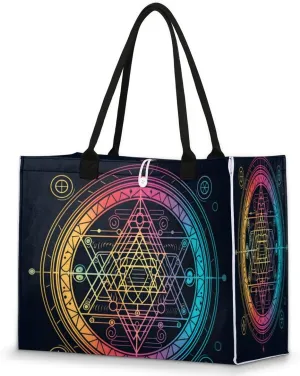 QsirBC Abstraction Design Theme Tote Bag for Women Shoulder Bags with Pockets Handbags Purses Large Totes