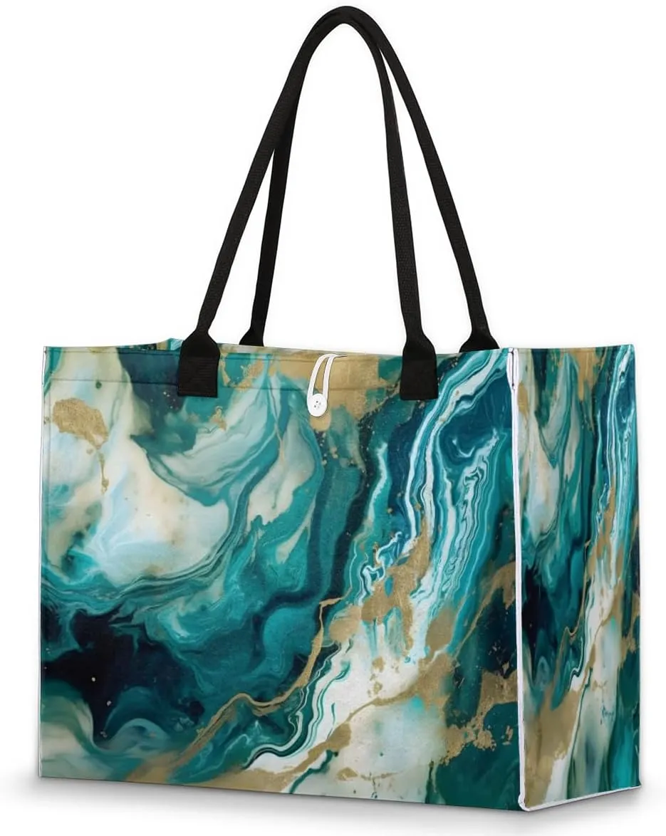 QsirBC Abstractions Tote Bag for Women Shoulder Bags with Pockets Handbags Purses Large Totes