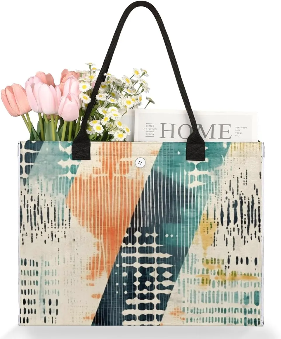 QsirBC Art Abstracted Design Tote Bag for Women Shoulder Bags with Pockets Handbags Purses Large Totes