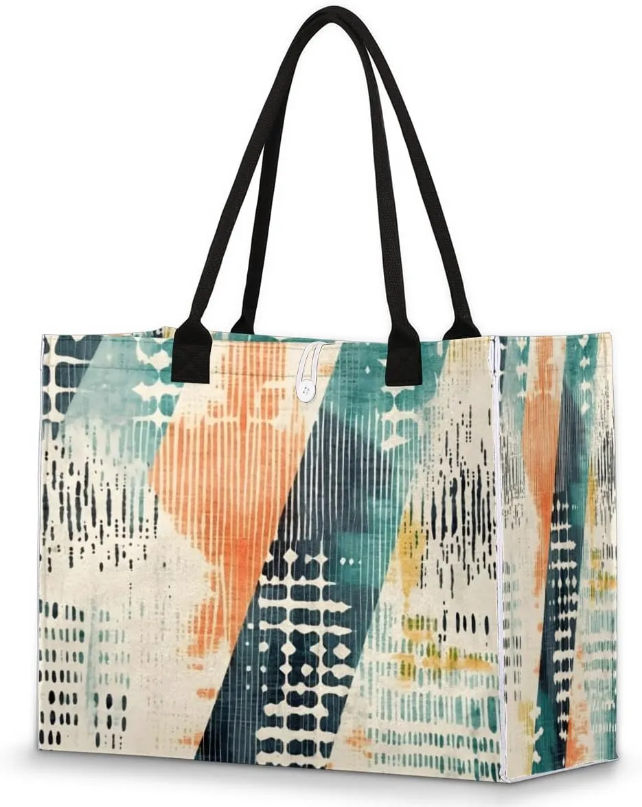 QsirBC Art Abstracted Design Tote Bag for Women Shoulder Bags with Pockets Handbags Purses Large Totes