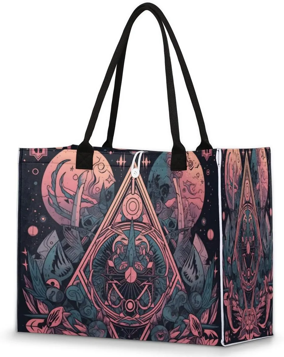 QsirBC Classic Abstractions Tote Bag for Women Shoulder Bags with Pockets Handbags Purses Large Totes