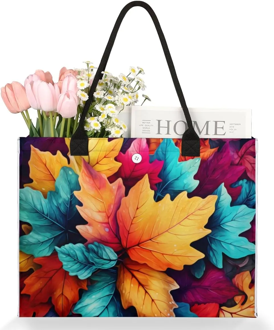 QsirBC Maple Leaf Plant Tote Bag for Women Shoulder Bags with Pockets Handbags Purses Large Totes
