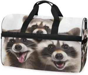 Raccoons Travel Duffel Bag Luggage Sports Gym Bags With Shoes Compartment Large Capacity Lightweight Duffle Bag For Men Women