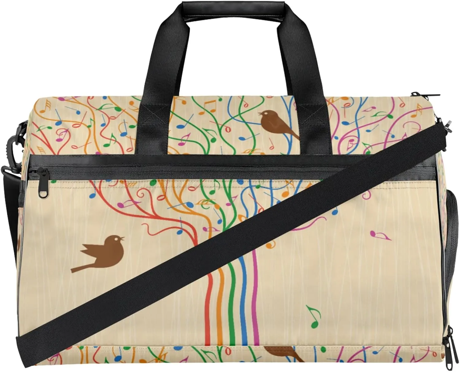 Rainbow Tree Gym Duffle Bag for Women,Waterproof Sports Note Lark Duffle Bags Travel Weekender Bags for Men Women Overnight Bag with Shoes Compartment