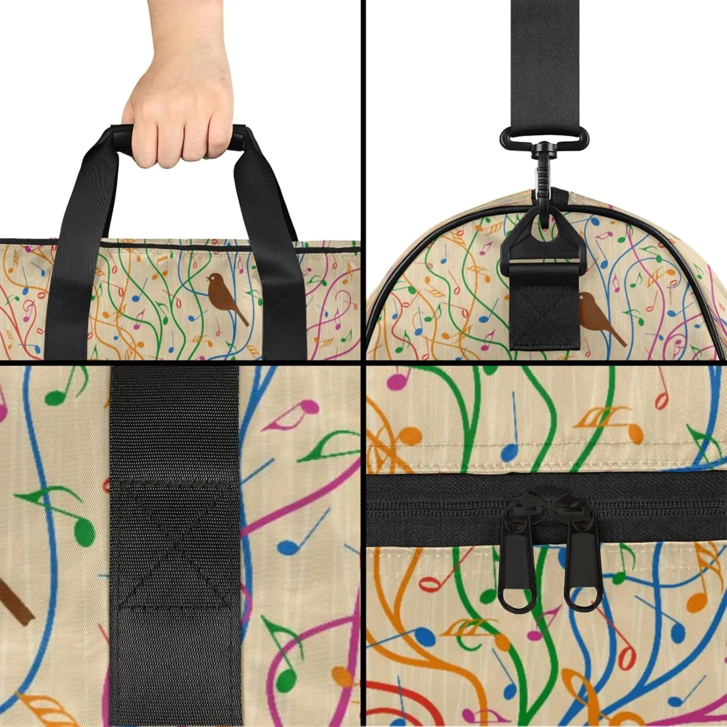 Rainbow Tree Gym Duffle Bag for Women,Waterproof Sports Note Lark Duffle Bags Travel Weekender Bags for Men Women Overnight Bag with Shoes Compartment