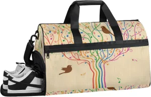 Rainbow Tree Gym Duffle Bag for Women,Waterproof Sports Note Lark Duffle Bags Travel Weekender Bags for Men Women Overnight Bag with Shoes Compartment