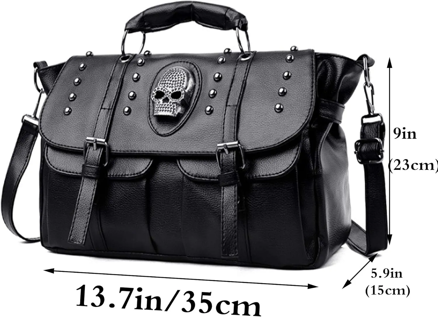 RainoSee Women Rivet Handbag Purse Tote Gothic Satchel Top-Handle Shoulder Crossbody Bag Satchels