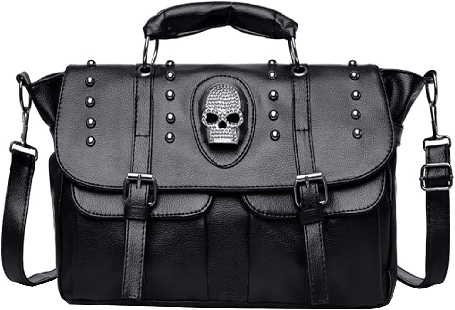 RainoSee Women Rivet Handbag Purse Tote Gothic Satchel Top-Handle Shoulder Crossbody Bag Satchels