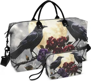Raven Rose Branch Duffel Bag for Traveling, Gym Bags with Multiple Interior Pockets for Women Men Toiletry Purse Included 20.5”x 1.9” x 13.8”