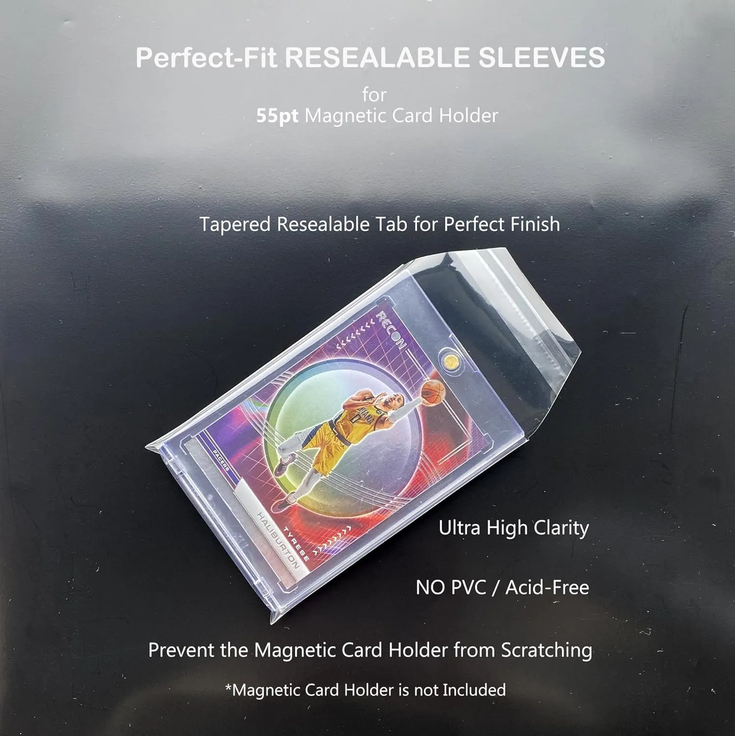Rayvol Resealable Team Bags for 55-75PT Magnetic Card Holders, Exact Fit Sleeves for 55-75PT Card Holders (300 Count)