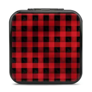 Red Black Buffalo Check Plaid Switch Game Case Switch Game Holder Cartridge Case Storage 24 Games & 2 Micro Sd Card Slots, Travel Carry Cases, Portable Games Card Storage, Hard Shell, Buckle Closure