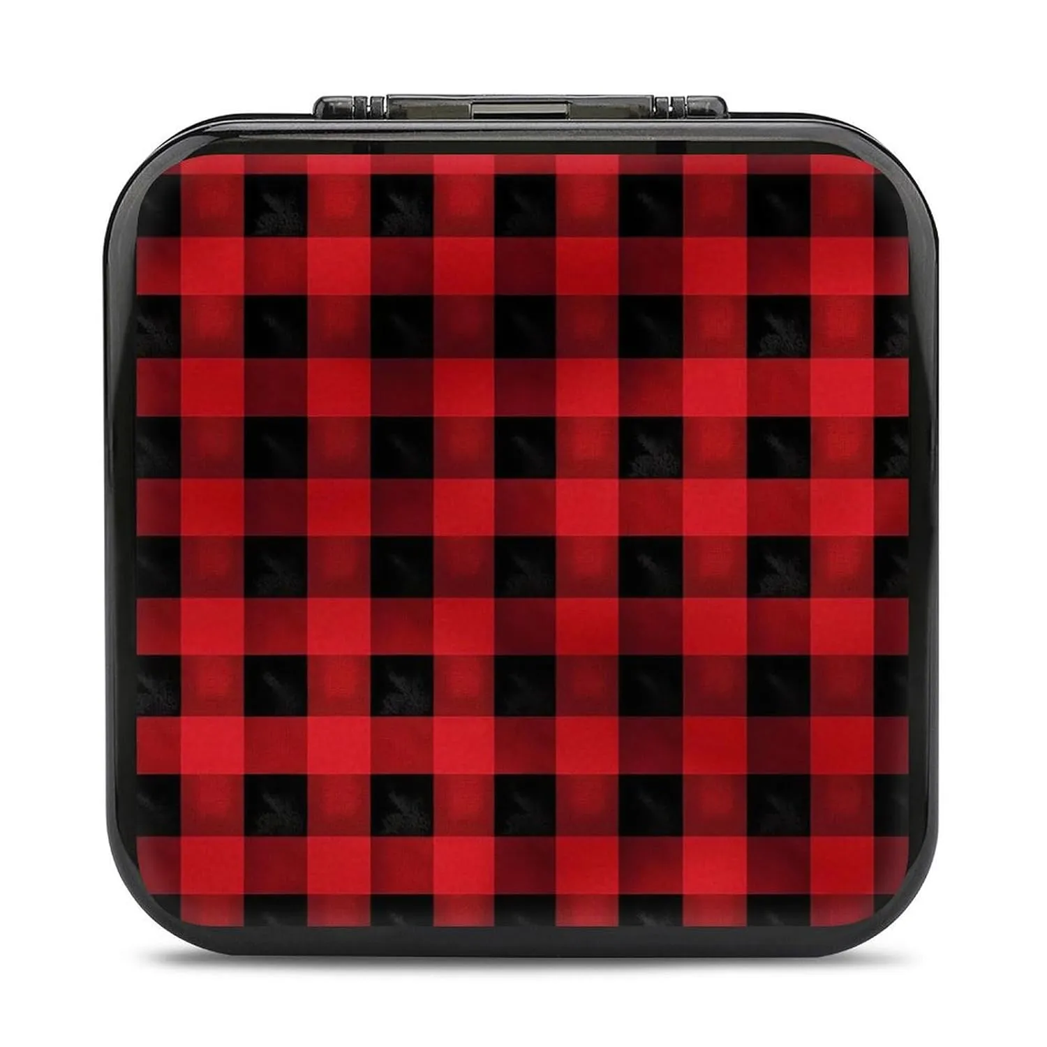 Red Black Buffalo Check Plaid Switch Game Case Switch Game Holder Cartridge Case Storage 24 Games & 2 Micro Sd Card Slots, Travel Carry Cases, Portable Games Card Storage, Hard Shell, Buckle Closure