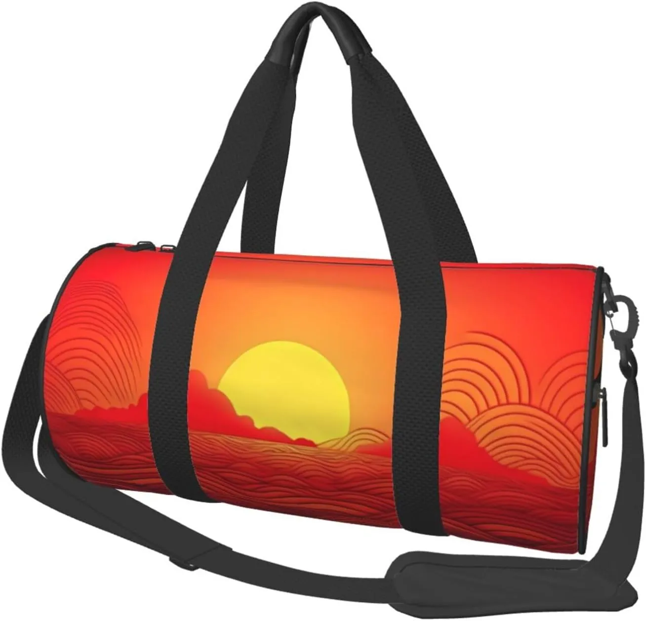 Red Sunrise Duffle Bag for Women Men Personal Item Travel Bags Canvas Weekender Overnight Bag Lightweight Sports Tote Gym Bags Carry On Luggage Bag