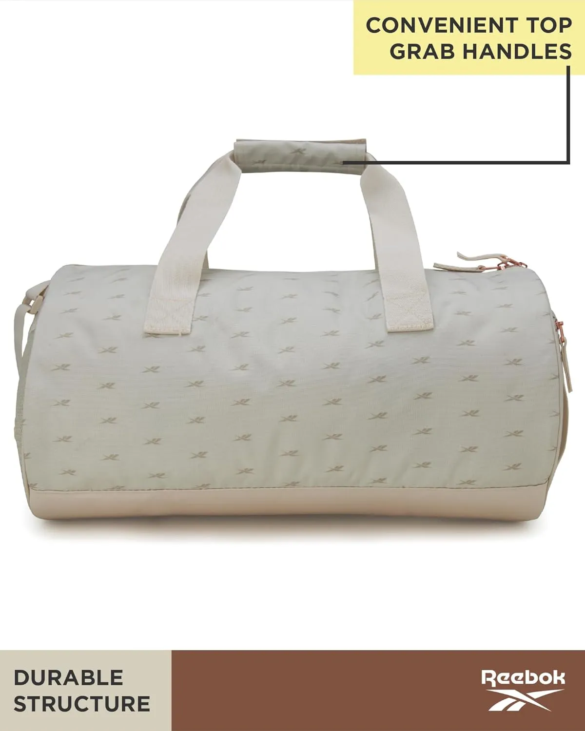 Reebok Duffle Bag - Unisex Lightweight Gym, Sports and Travel Mini Carry On Weekender Bags for Women and Men, Size One Size, Plyo Cream