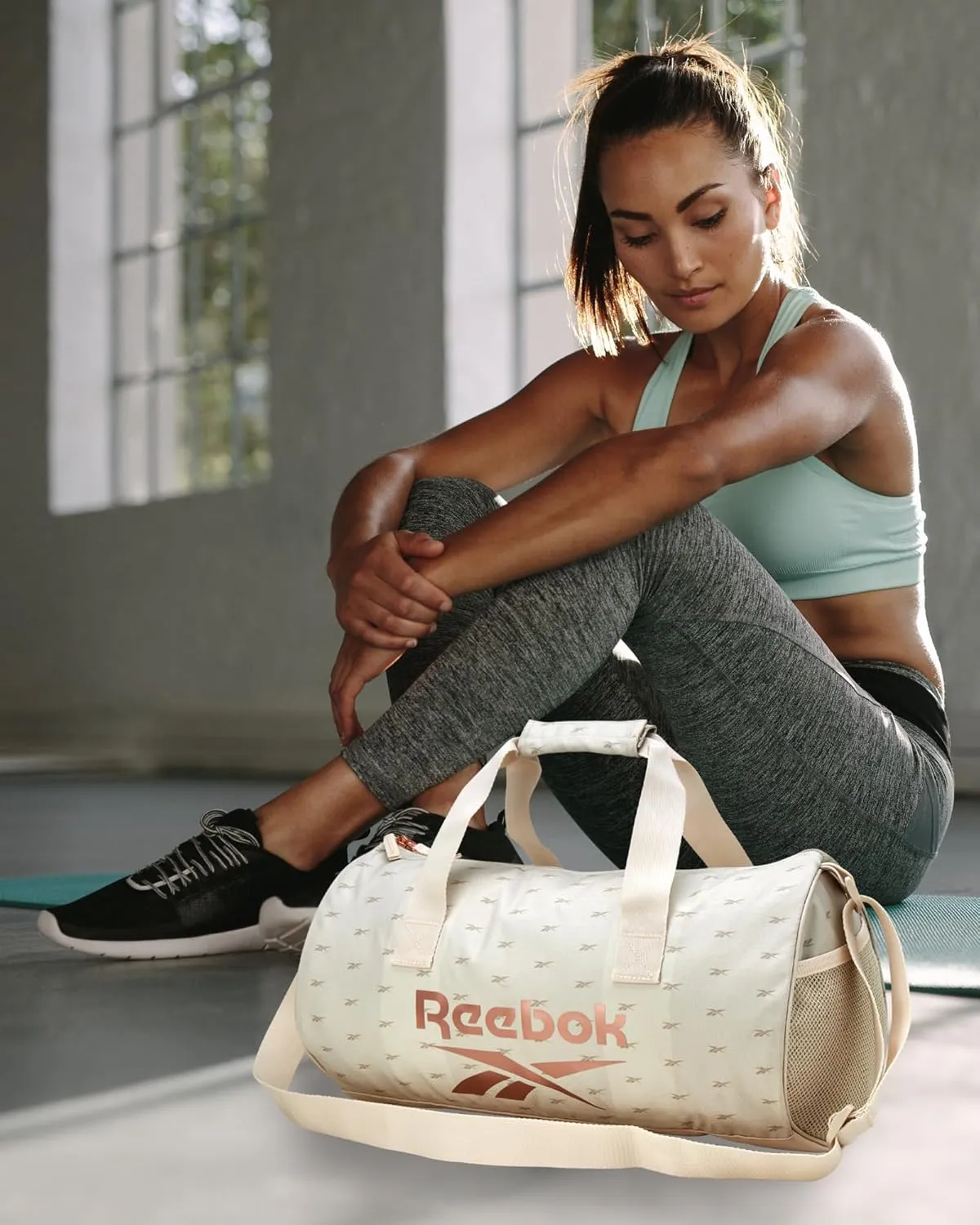 Reebok Duffle Bag - Unisex Lightweight Gym, Sports and Travel Mini Carry On Weekender Bags for Women and Men, Size One Size, Plyo Cream