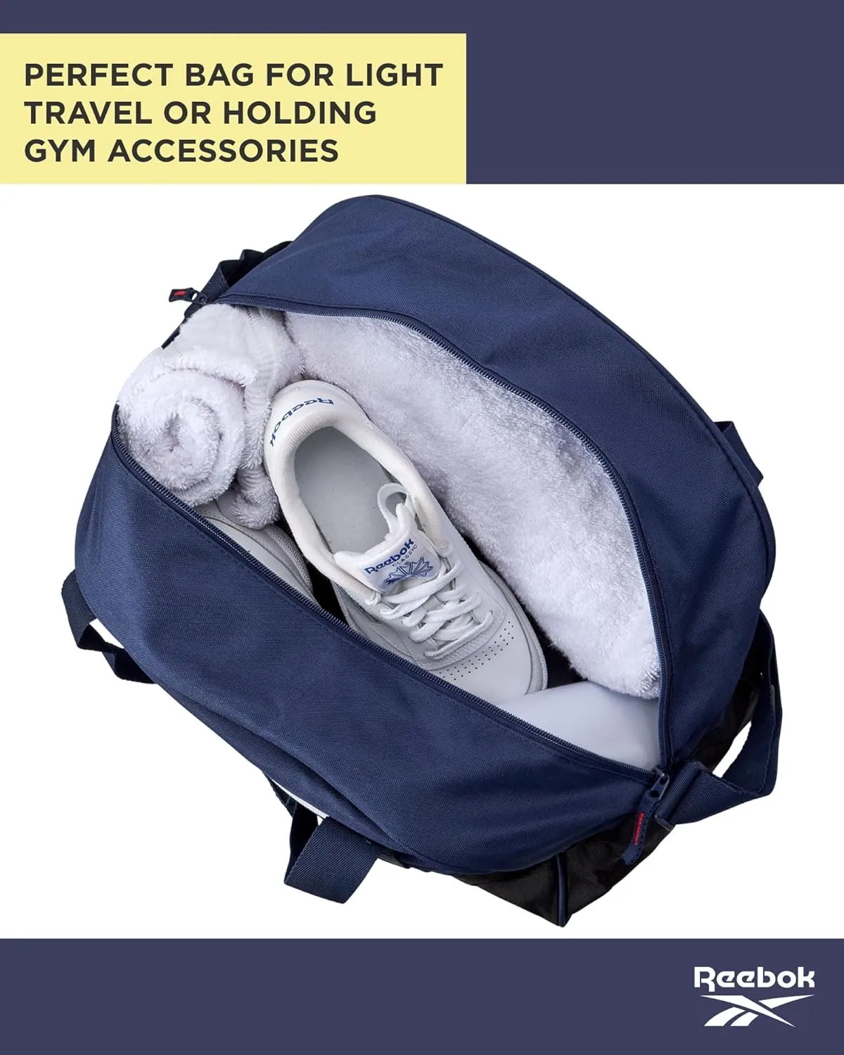 Reebok Duffle Bag - Unisex Lightweight Gym, Sports and Travel Mini Carry On Weekender Bags for Women and Men, Size One Size, Solange Navy