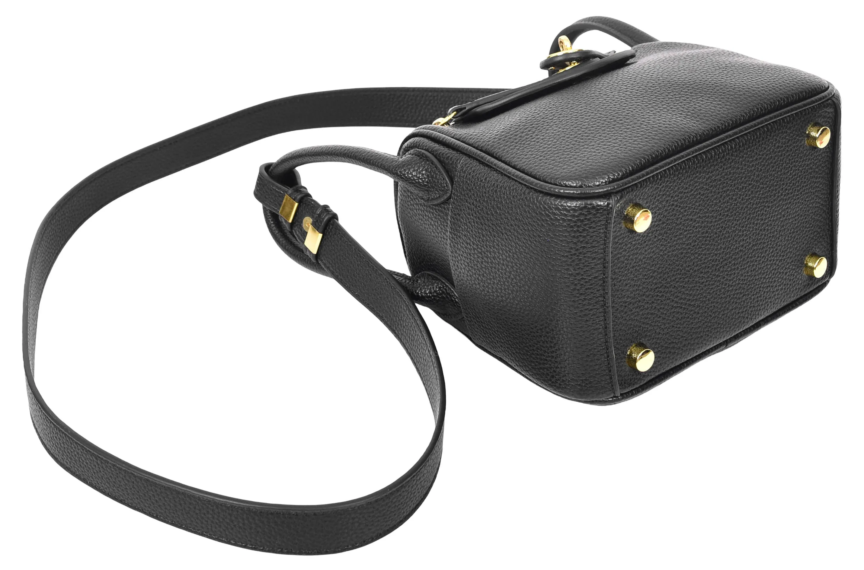 Regina Women's Faux Leather Mini Shoulder Strap Bag Black