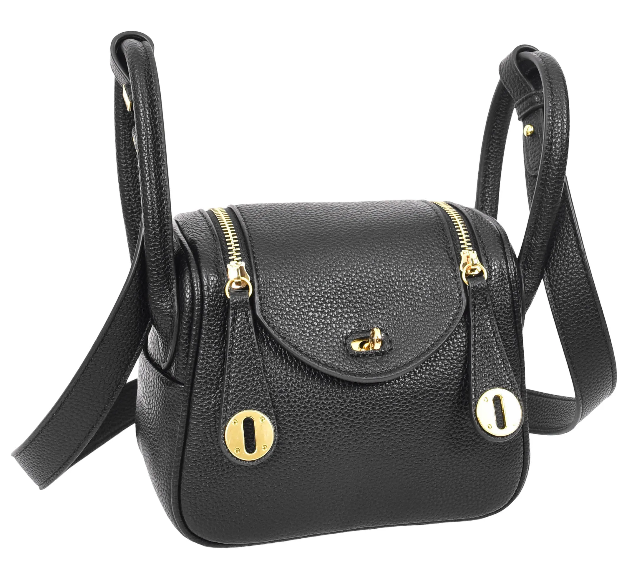 Regina Women's Faux Leather Mini Shoulder Strap Bag Black
