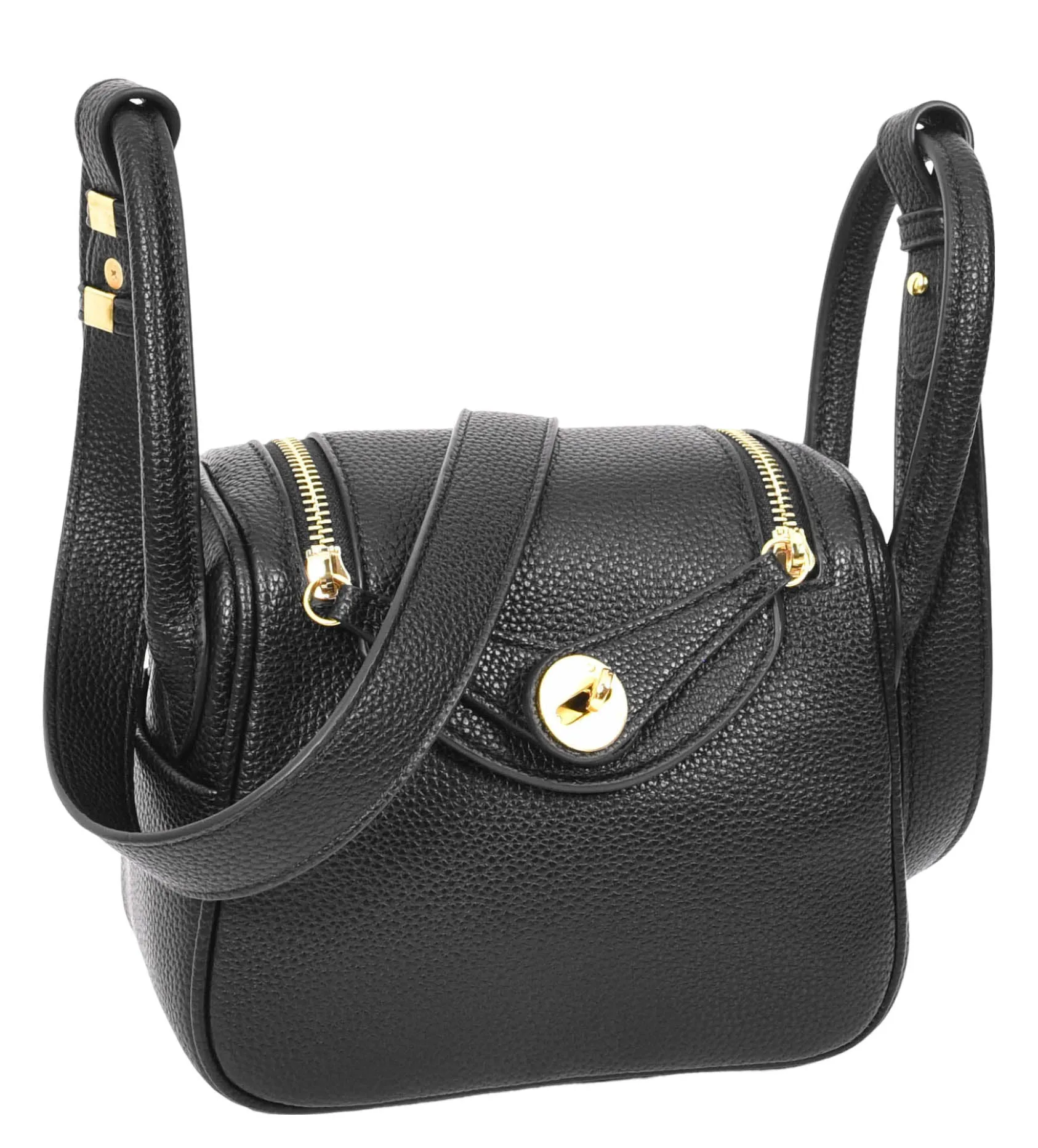Regina Women's Faux Leather Mini Shoulder Strap Bag Black