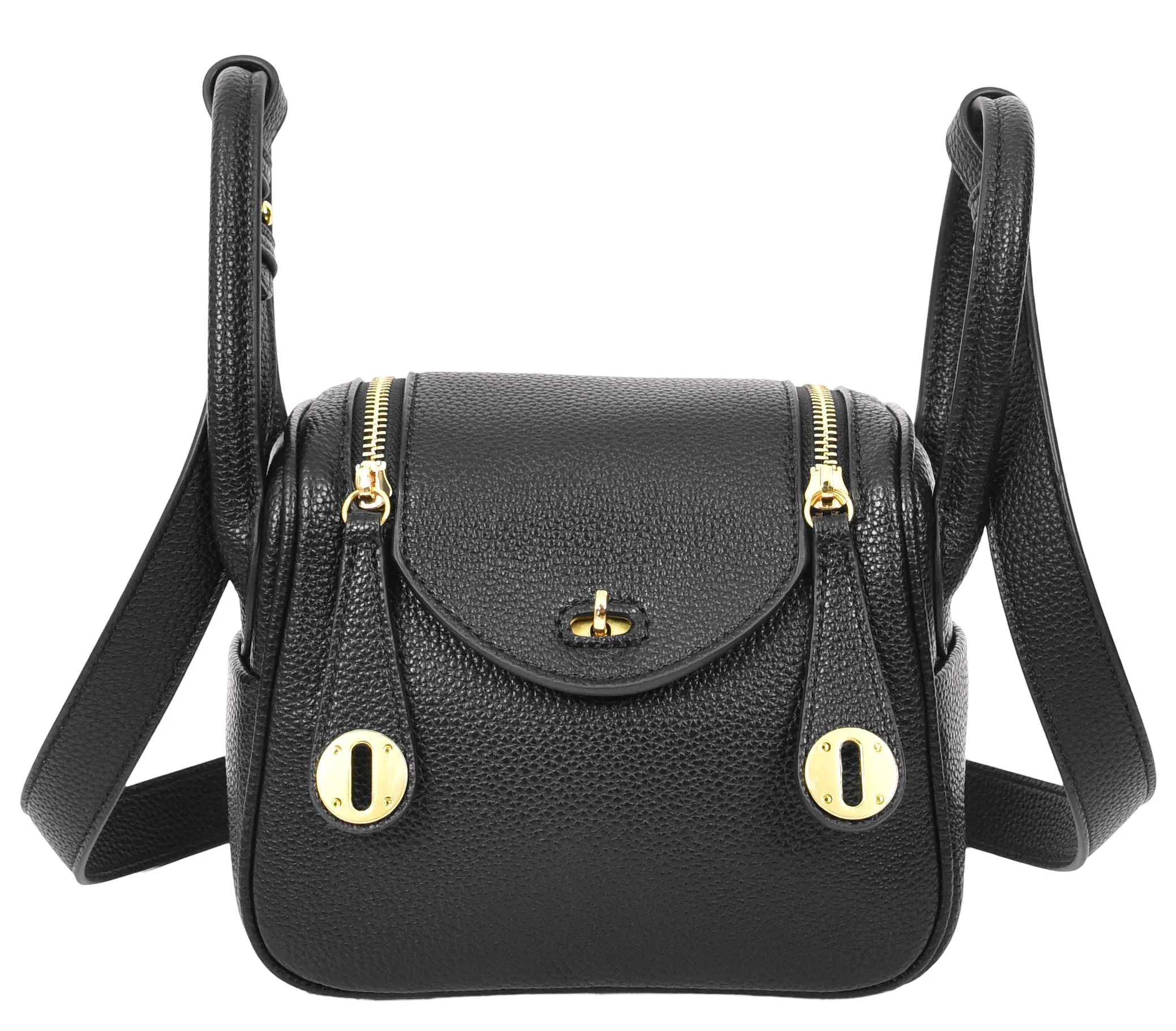 Regina Women's Faux Leather Mini Shoulder Strap Bag Black