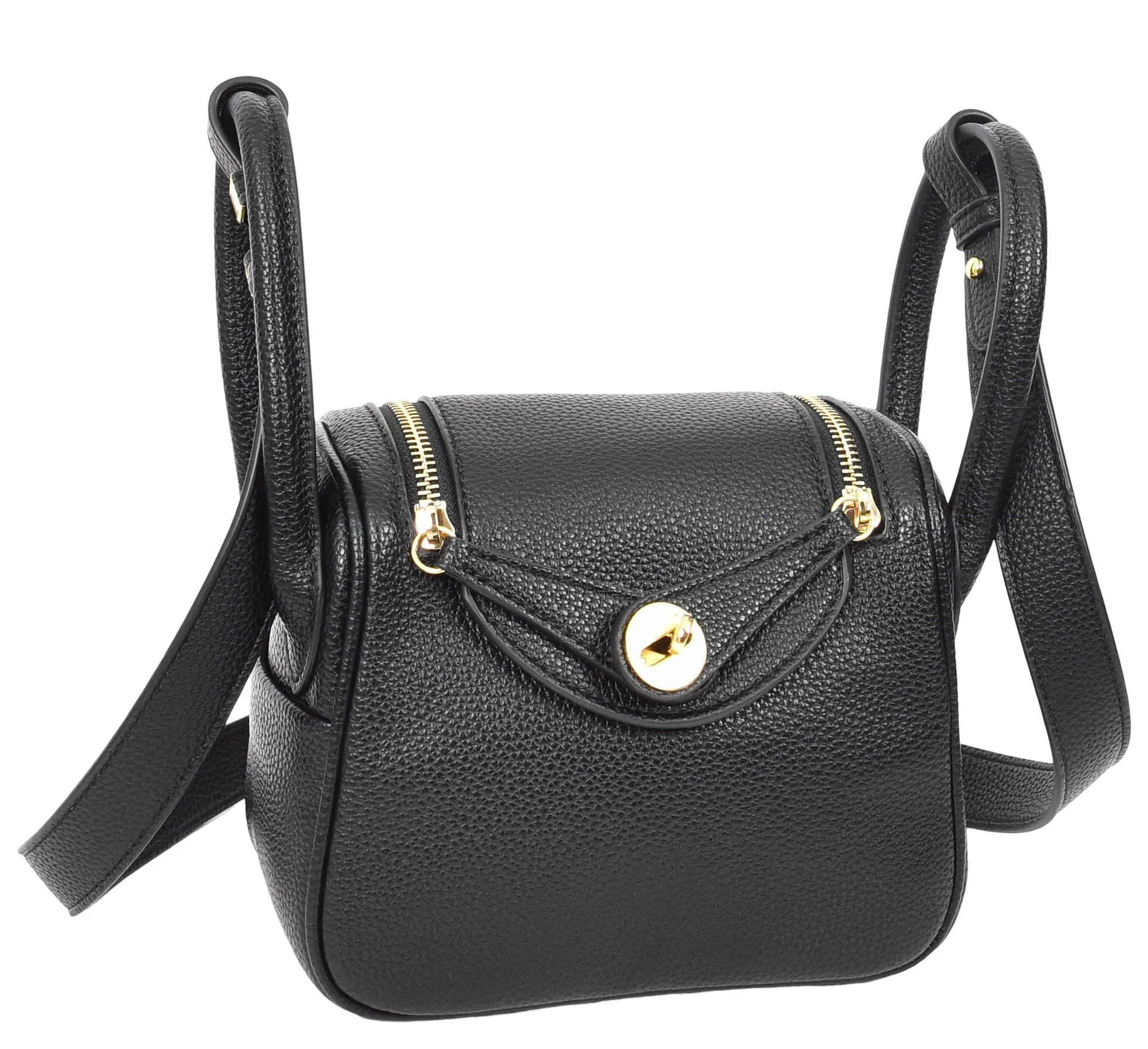 Regina Women's Faux Leather Mini Shoulder Strap Bag Black