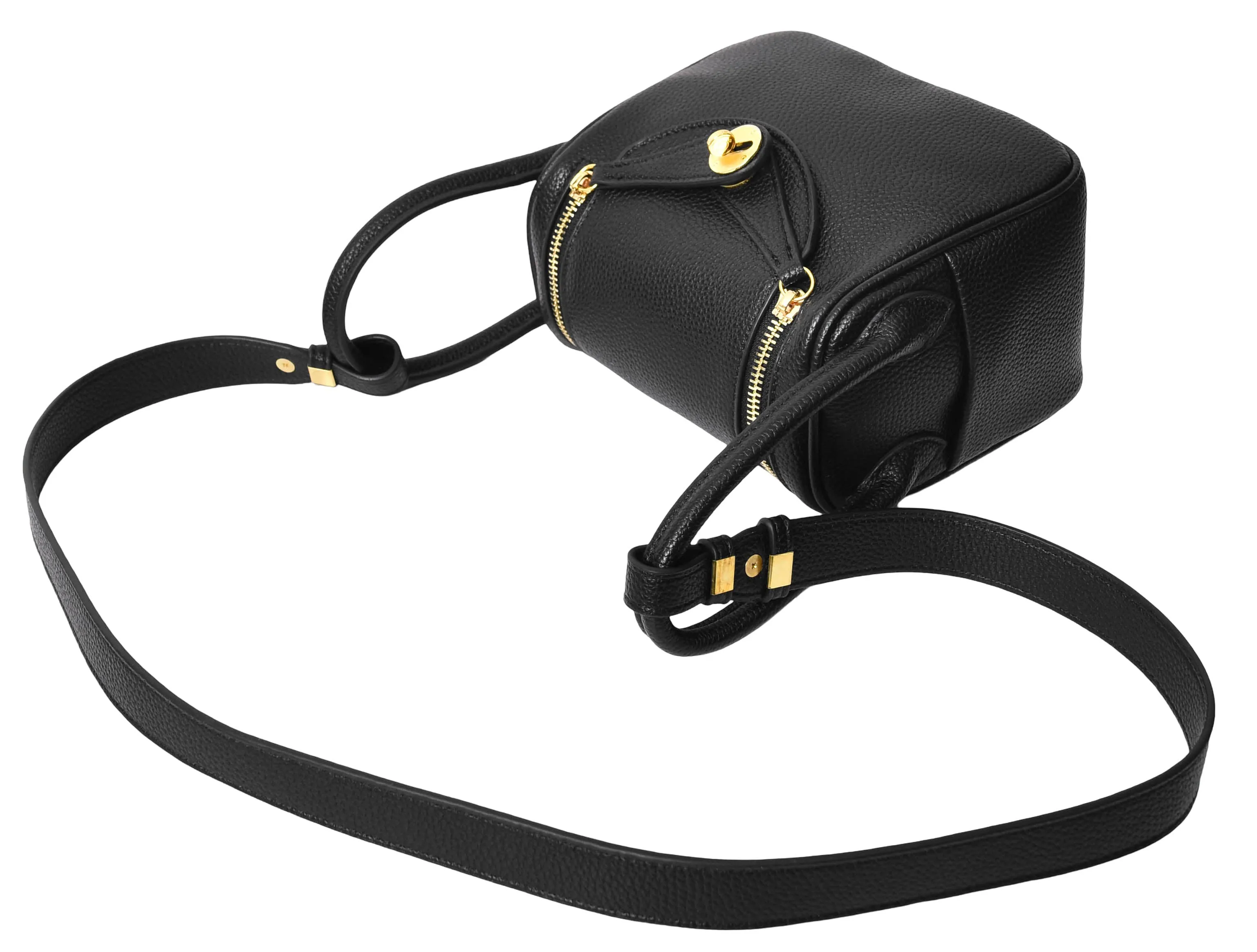 Regina Women's Faux Leather Mini Shoulder Strap Bag Black