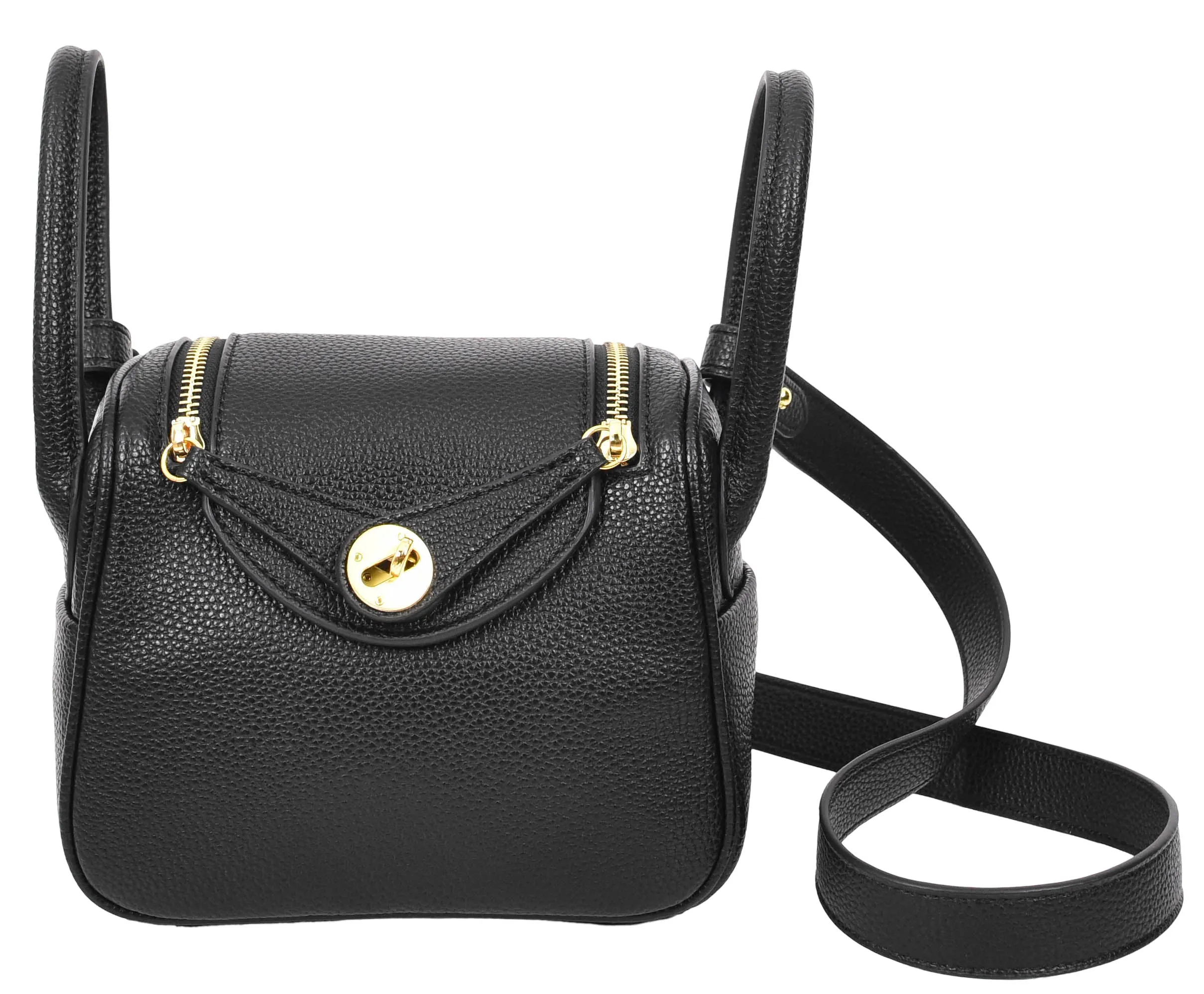 Regina Women's Faux Leather Mini Shoulder Strap Bag Black