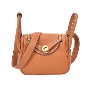 Regina Women's Faux Leather Mini Shoulder Strap Bag Brown