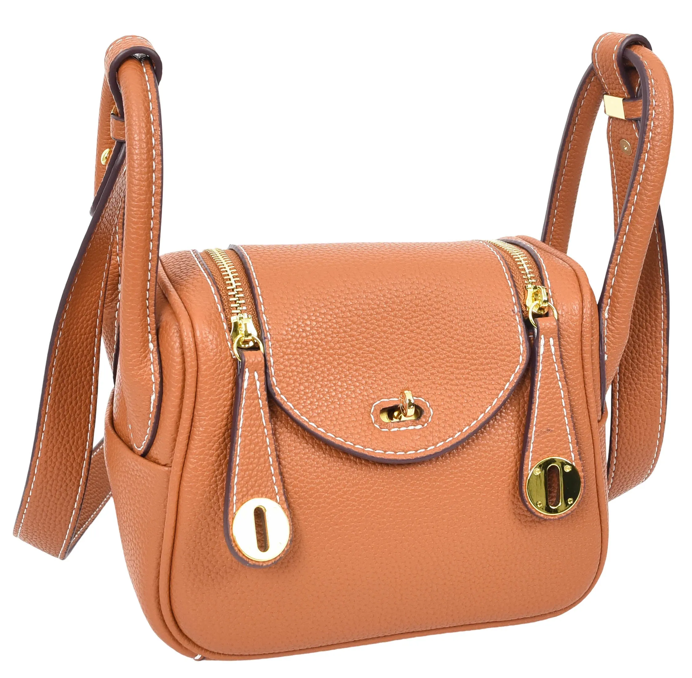 Regina Women's Faux Leather Mini Shoulder Strap Bag Brown