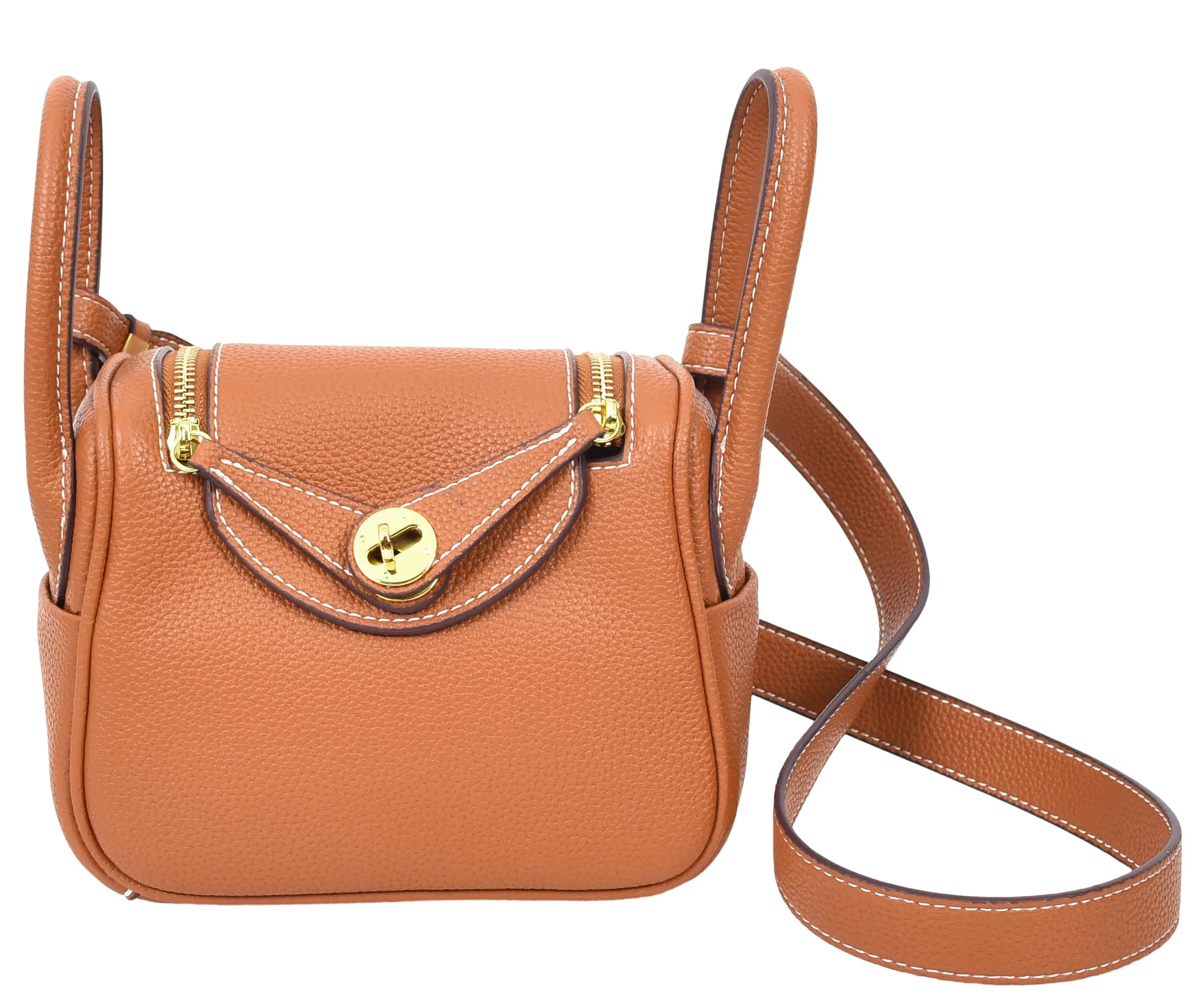 Regina Women's Faux Leather Mini Shoulder Strap Bag Brown