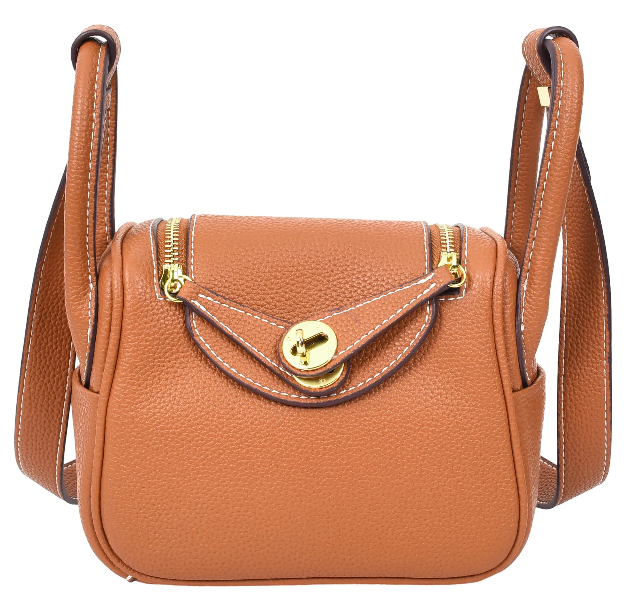 Regina Women's Faux Leather Mini Shoulder Strap Bag Brown