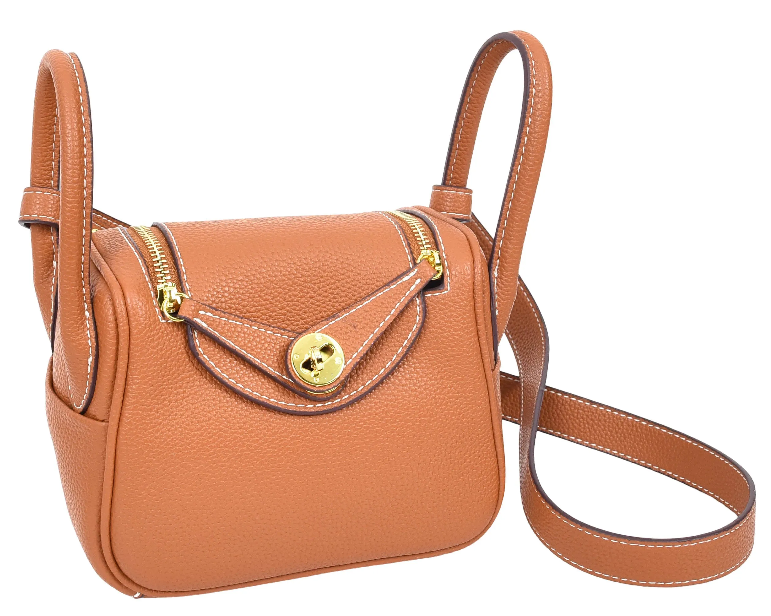 Regina Women's Faux Leather Mini Shoulder Strap Bag Brown