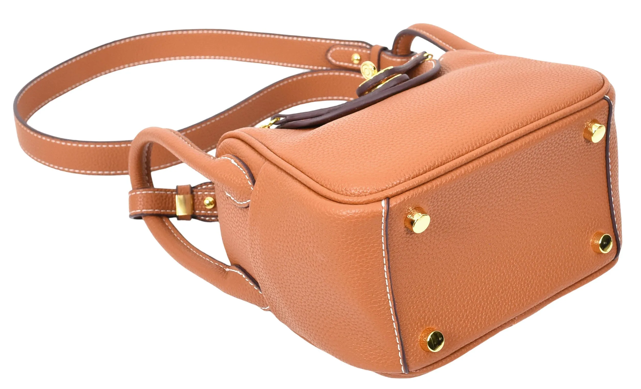 Regina Women's Faux Leather Mini Shoulder Strap Bag Brown