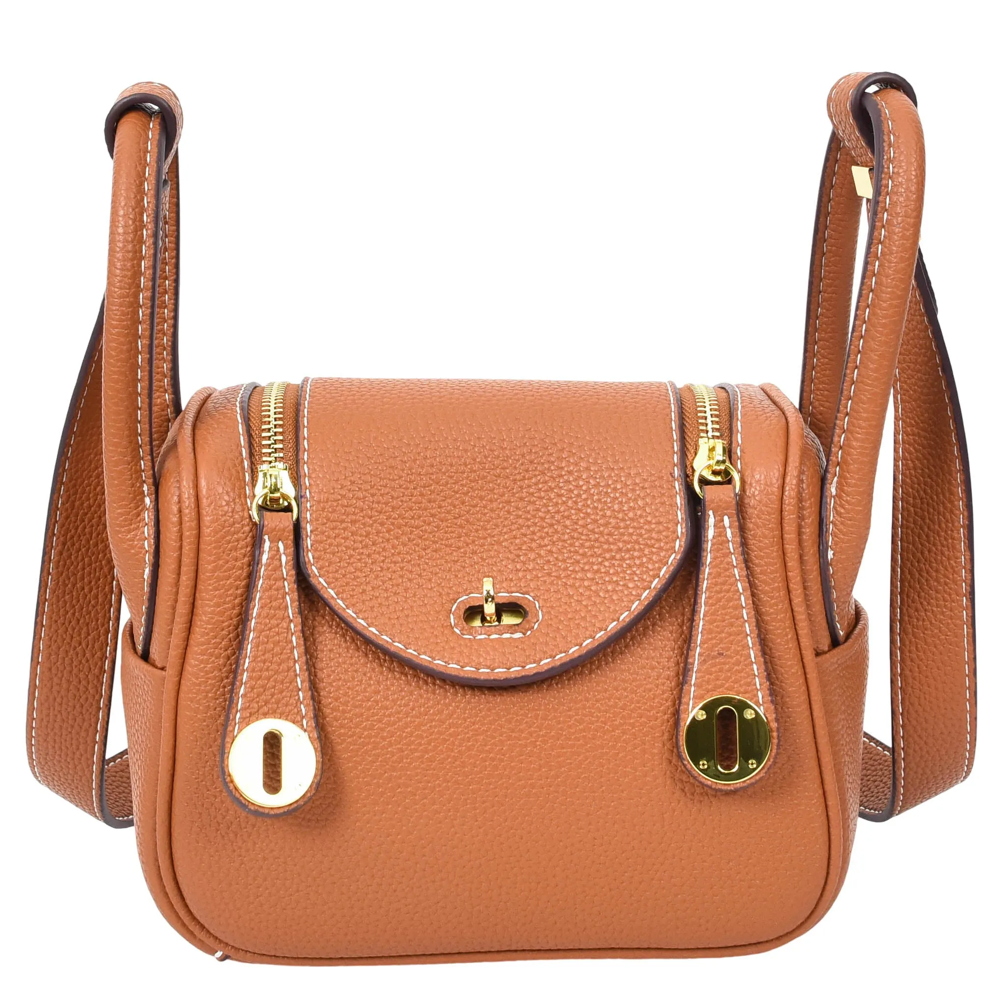 Regina Women's Faux Leather Mini Shoulder Strap Bag Brown