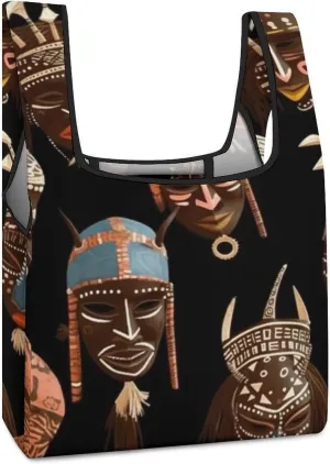 Reusable Grocery Bags Gift Bags Tote Bag African Ritual Ethnic Tribal Printed Shopping Bags For Groceries Foldable Reusable