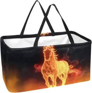 Reusable Grocery Bags Tribe Elephant Head Pattern Foldable Washable Large Storage Bins Basket Shopping Tote Bag
