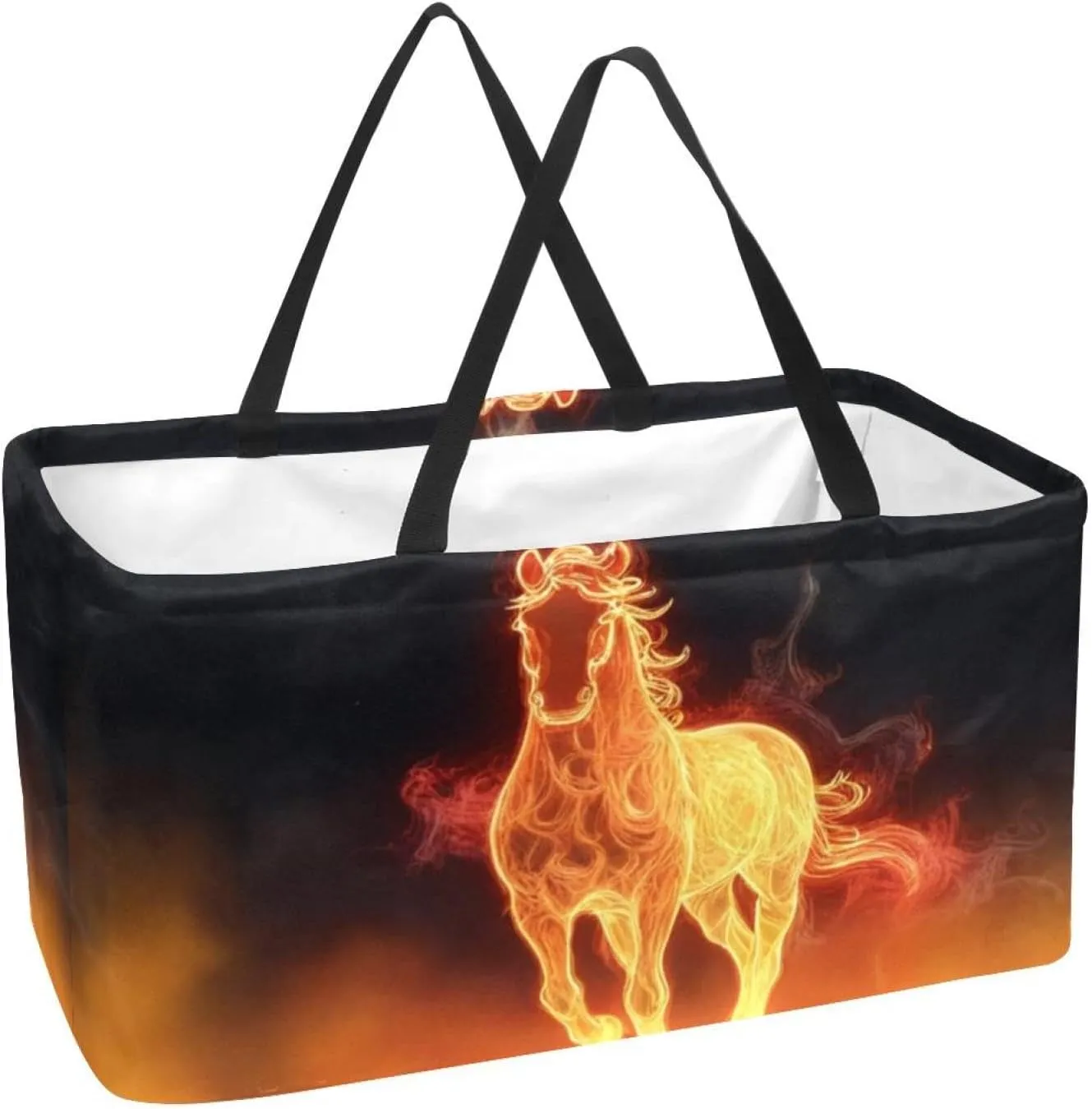 Reusable Grocery Bags Tribe Elephant Head Pattern Foldable Washable Large Storage Bins Basket Shopping Tote Bag