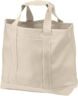 Reusable Grocery Tote Bags with Front Pocket Heavy Duty Canvas Shopping Totes for Beach, Travel, Picnics by TBF Bags (Natural)