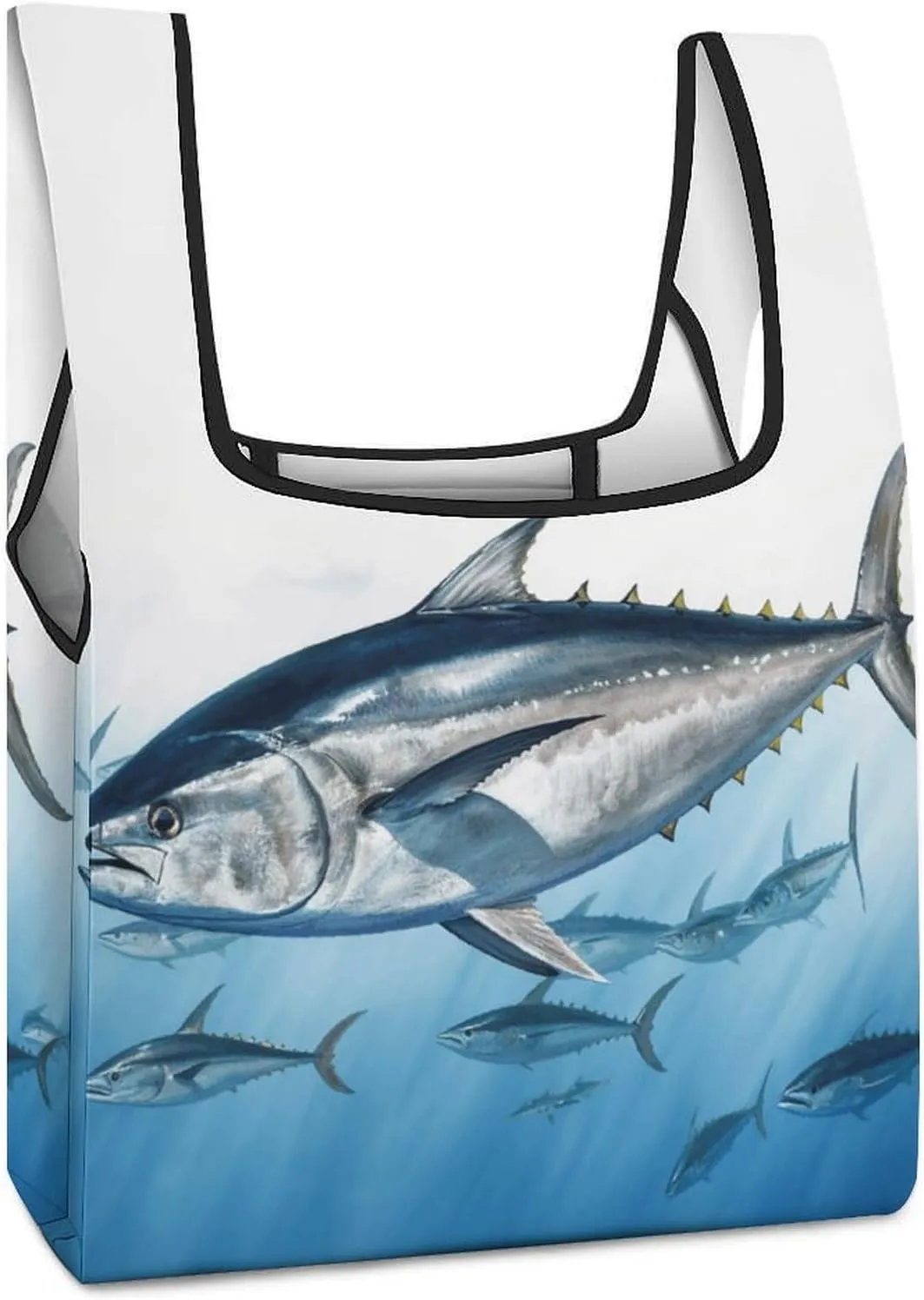 Reusable Shopping Bags,Bluefin Tuna Thunnus Print Foldable Grocery Bags,Folding Gift Tote Bags,Travel Recycle Shopping Bags