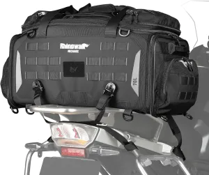 Rhinowalk Motorcycle Tail Bag Expandable Motorcycle Travel Luggage Waterproof 70L with MOLLE System Trunk Rack Bag with Sissy Bar Straps-Black
