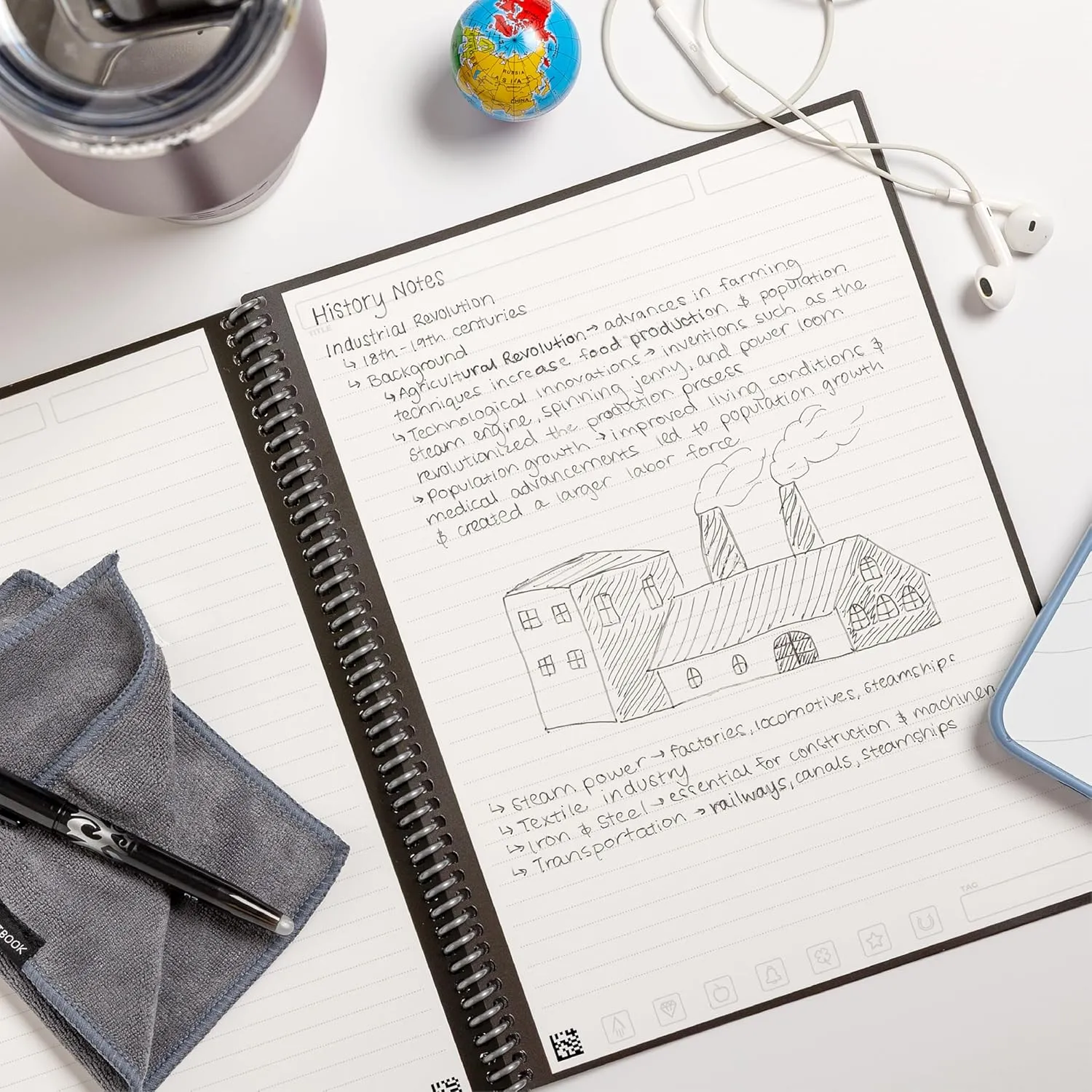 Rocketbook New Core Reusable Spiral Notebook, Letter Size 8.5x11, Teal - Lined Pages, App-Connected, Erasable, Durable Cover, Ideal for School, Work, and Creative Projects