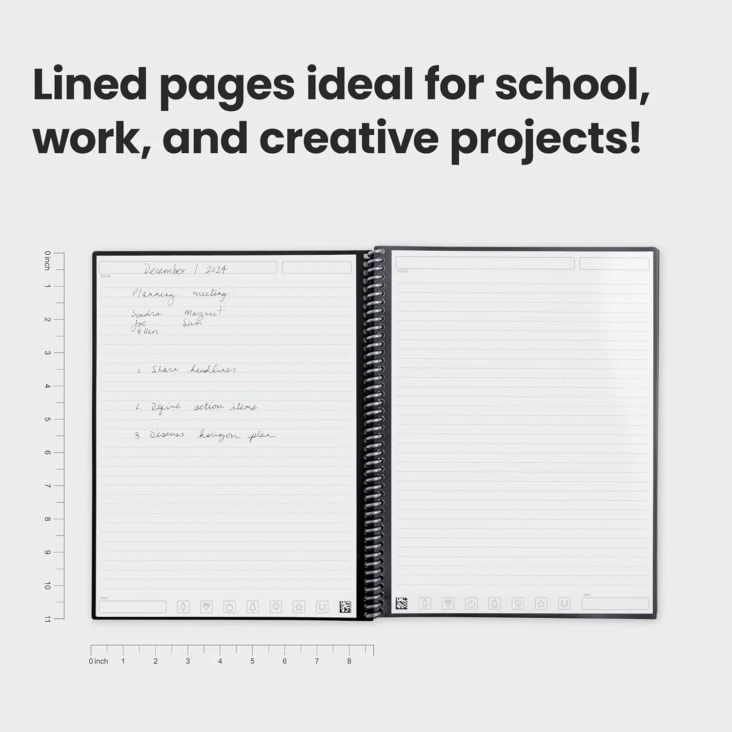 Rocketbook New Core Reusable Spiral Notebook, Letter Size 8.5x11, Teal - Lined Pages, App-Connected, Erasable, Durable Cover, Ideal for School, Work, and Creative Projects