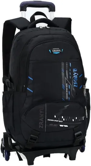 Rolling Backpack Trolley Schoolbag for Boy and Girl Wheels Bags (Blue)