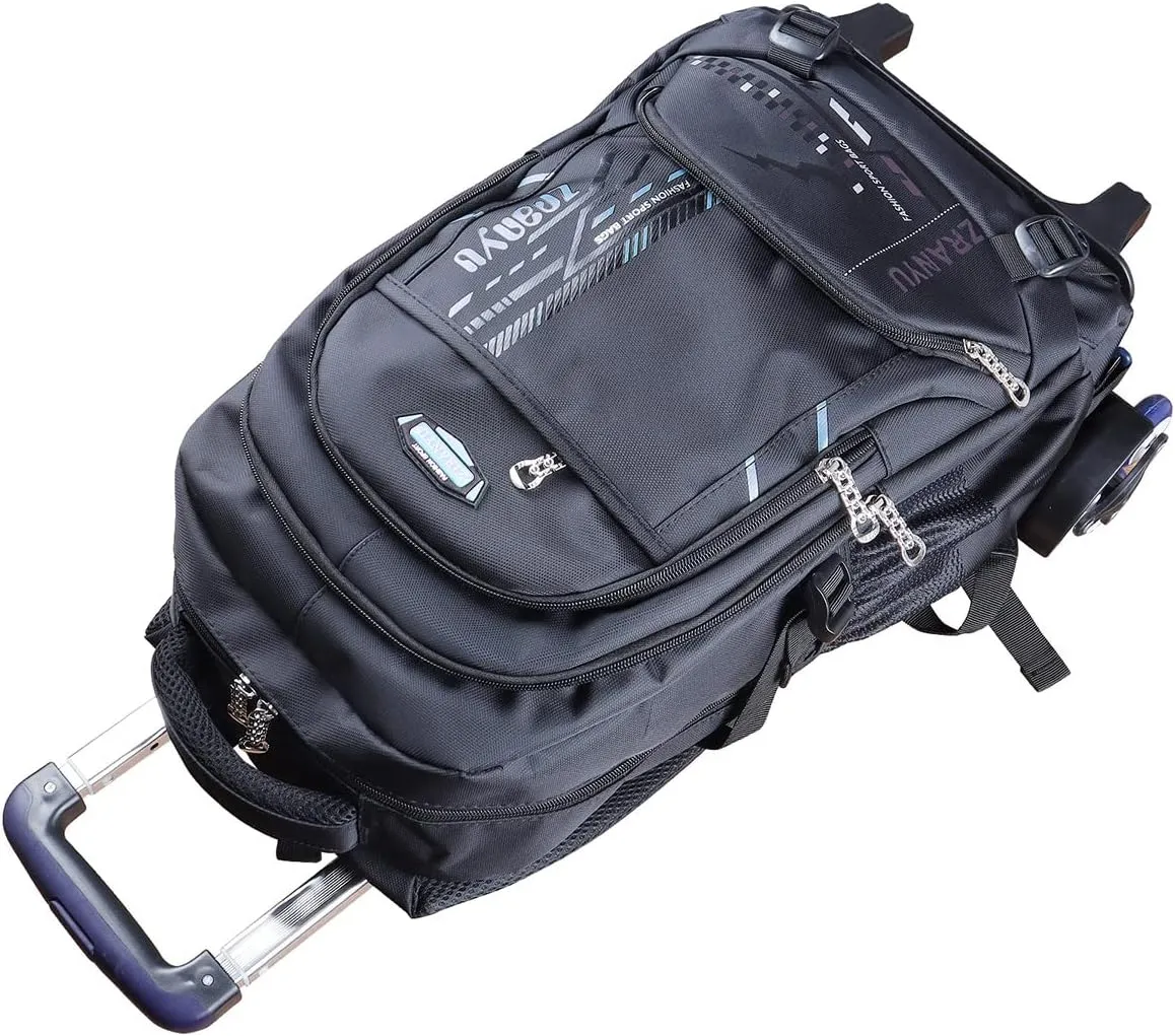 Rolling Backpack Trolley Schoolbag for Boy and Girl Wheels Bags (Blue)