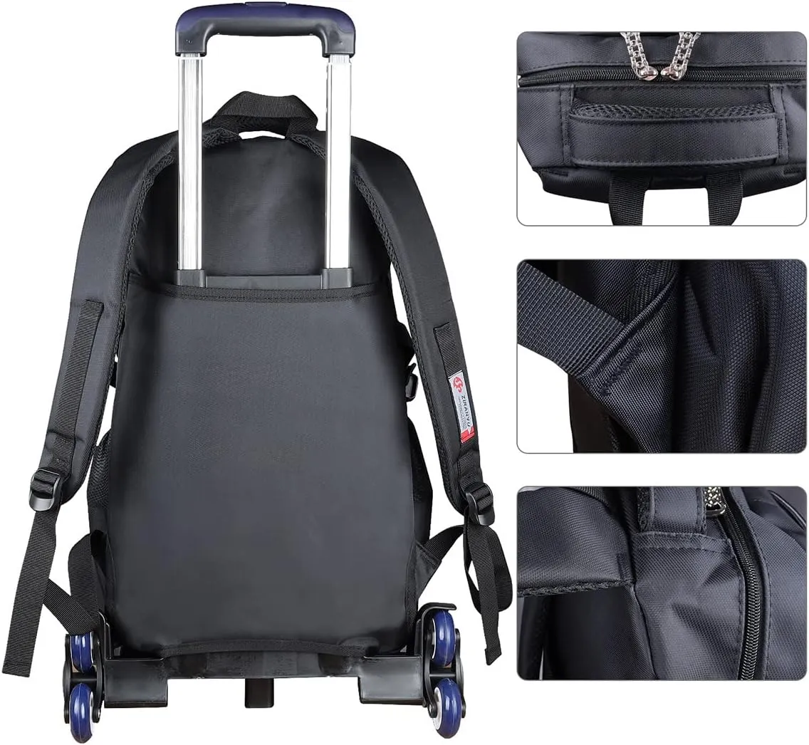 Rolling Backpack Trolley Schoolbag for Boy and Girl Wheels Bags (Blue)